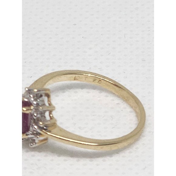 10K YELLOW GOLD RUBY & DIAMONDS RING  SIZE 4 - Picture 5 of 8